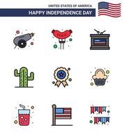 9 Creative USA Icons Modern Independence Signs and 4th July Symbols of independence day holiday holiday american usa Editable USA Day Vector Design Elements