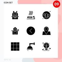 Set of 9 Modern UI Icons Symbols Signs for laptop business spa desk plant Editable Vector Design Elements