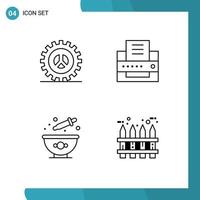 4 Thematic Vector Filledline Flat Colors and Editable Symbols of options colouring web design fax dye Editable Vector Design Elements