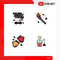 4 User Interface Filledline Flat Color Pack of modern Signs and Symbols of brick canada play match scandinavia Editable Vector Design Elements