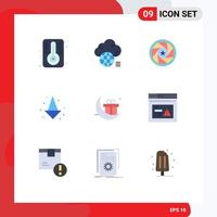 Pictogram Set of 9 Simple Flat Colors of celebration full aperture down photo Editable Vector Design Elements