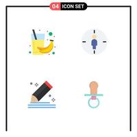 conjunto moderno de 4 iconos planos pictograma de plátano componer elementos de diseño vectorial editables de lápiz masculino de salud vector