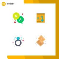 Universal Icon Symbols Group of 4 Modern Flat Icons of answer ring safe key cookie Editable Vector Design Elements