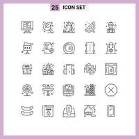 Modern Set of 25 Lines and symbols such as engineer food search lemon tent Editable Vector Design Elements