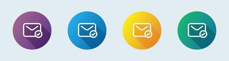 Sent message line icon in flat design style. Completed signs vector illustration.