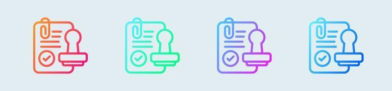 Stamp line icon in gradient colors. Approval signs vector illustration.