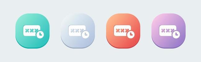 Temporary password solid icon in flat design style. Access signs vector illustration.