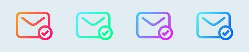 Sent message line icon in gradient colors. Completed signs vector illustration.