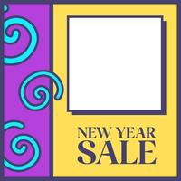 Social media post template in retro design style. Feed template with year end sale text. vector