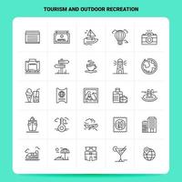 OutLine 25 Tourism And Outdoor Recreation Icon set Vector Line Style Design Black Icons Set Linear pictogram pack Web and Mobile Business ideas design Vector Illustration