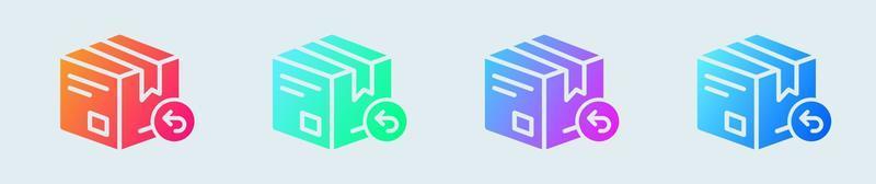 Return package solid icon in gradient colors. Parcel signs vector illustration.