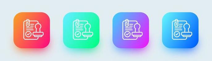 Stamp line icon in square gradient colors. Approval signs vector illustration.