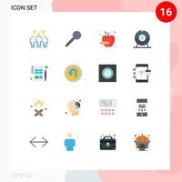 16 Universal Flat Color Signs Symbols of balance devices mark camera vegetable Editable Pack of Creative Vector Design Elements