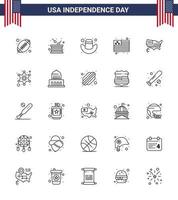25 Line Signs for USA Independence Day thanksgiving american independence usa country Editable USA Day Vector Design Elements