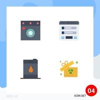 4 Universal Flat Icons Set for Web and Mobile Applications furniture gasoline flowchart sitemap gift Editable Vector Design Elements