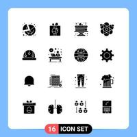 Set of 16 Commercial Solid Glyphs pack for toy baby cake science biology Editable Vector Design Elements