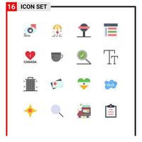 Modern Set of 16 Flat Colors and symbols such as love sidebar road left communication Editable Pack of Creative Vector Design Elements