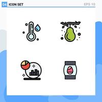 Pack of 4 Modern Filledline Flat Colors Signs and Symbols for Web Print Media such as rain grown autumn pear egg Editable Vector Design Elements