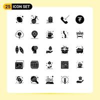 Pictogram Set of 25 Simple Solid Glyphs of currency phone house outgoing call Editable Vector Design Elements