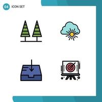 Stock Vector Icon Pack of 4 Line Signs and Symbols for eco mail park nature receive Editable Vector Design Elements