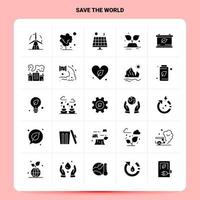 Solid 25 Save The World Icon set Vector Glyph Style Design Black Icons Set Web and Mobile Business ideas design Vector Illustration