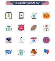 Set of 16 USA Day Icons American Symbols Independence Day Signs for needle building bottle festival food Editable USA Day Vector Design Elements