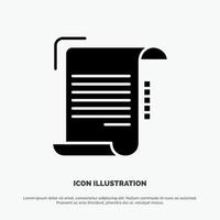 Document Report Note Paper Guidelines Solid Black Glyph Icon vector