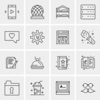 16 iconos de negocios universales vector ilustración de icono creativo para usar en proyectos relacionados con la web y dispositivos móviles