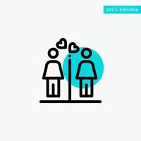 Love Couple Washroom Signs turquoise highlight circle point Vector icon