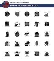 Happy Independence Day 25 Solid Glyph Icon Pack for Web and Print independence drum celebration day star Editable USA Day Vector Design Elements