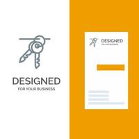 Hotel Key Room Keys Grey Logo Design and Business Card Template vector