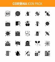 Corona virus disease 25 Solid Glyph icon pack suck as medical virus science hygiene germ viral coronavirus 2019nov disease Vector Design Elements