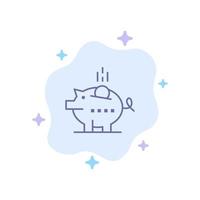 alcancía economía piggy seguro ahorros icono azul sobre fondo de nube abstracta vector