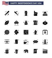 USA Happy Independence DayPictogram Set of 25 Simple Solid Glyph of ball usa states madison american Editable USA Day Vector Design Elements