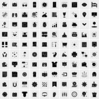 Set of 100 Business Solid Glyph icons vector