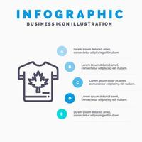 Shirt Autumn Canada Leaf Maple Line icon with 5 steps presentation infographics Background vector