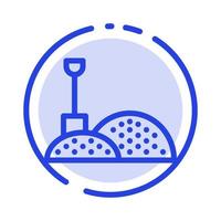 Construction Shovel Tools Blue Dotted Line Line Icon vector