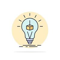 3d Cube idea bulb printing box Flat Color Icon Vector