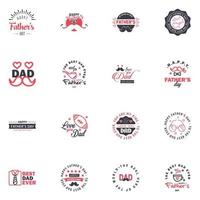 16 Black and Pink Happy Fathers Day Design Collection A set of twelve brown colored vintage style Fathers Day Designs on light background Editable Vector Design Elements