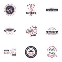 Happy fathers day set 9 Black and Pink Vector typography Vintage lettering for fathers day greeting cards banners tshirt design You are the best dad Editable Vector Design Elements