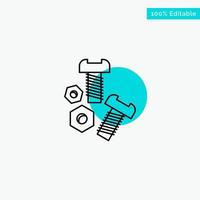 Bolt Nut Screw Tools turquoise highlight circle point Vector icon