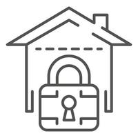 Locked smart house icon, outline style vector