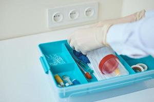 Home medicine box with a medical items photo