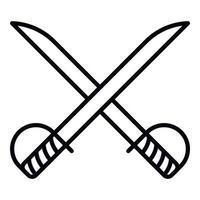 icono de esgrima de espada cruzada, estilo de esquema vector