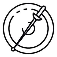 Fencing sword and shield icon, outline style vector