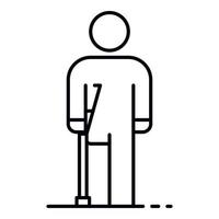 icono de pierna amputada de hombre inválido, estilo de esquema vector