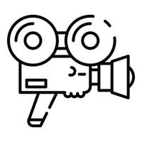 Hand retro video camera icon, outline style vector