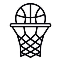 Ball down in basket icon, outline style vector