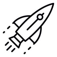 Flying rocket icon, outline style vector