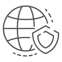 Secured global data icon, outline style vector